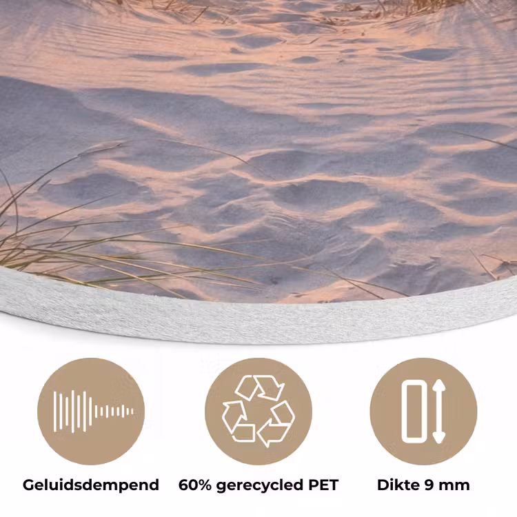 Strand - Zonsondergang - Natuur - Landschap Akoestische PET Vilt - Rond klein -closeup_NL