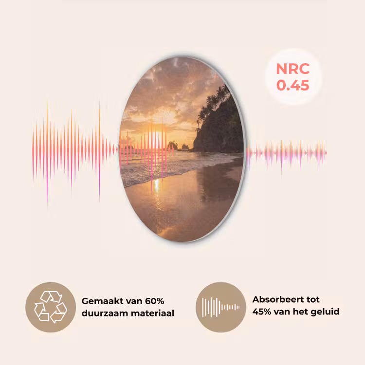 Strand - Zonsondergang - Natuur - Tropisch - Oranje Akoestische PET Vilt - Rond klein -USP_NL