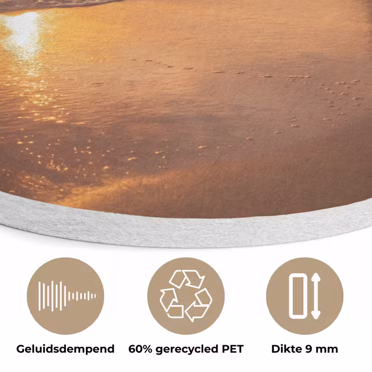 Strand - Zonsondergang - Natuur - Tropisch - Oranje Akoestische PET Vilt - Rond klein -closeup_NL