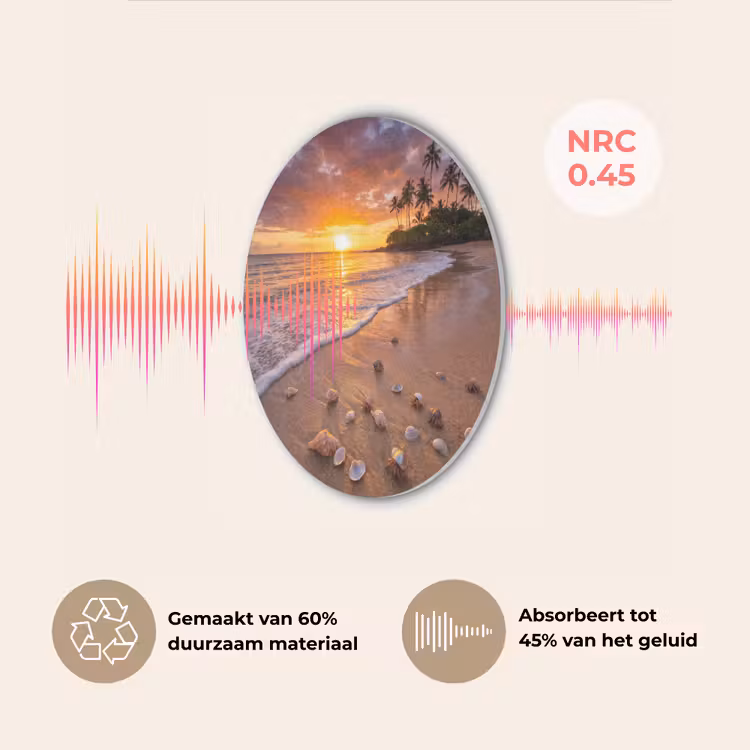 Strand - Zonsondergang - Palmbomen - Natuur - Oranje Akoestische PET Vilt - Rond klein -USP_NL