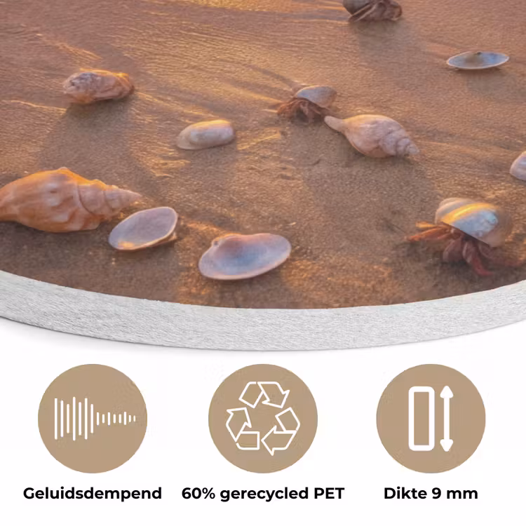 Strand - Zonsondergang - Palmbomen - Natuur - Oranje Akoestische PET Vilt - Rond klein -closeup_NL