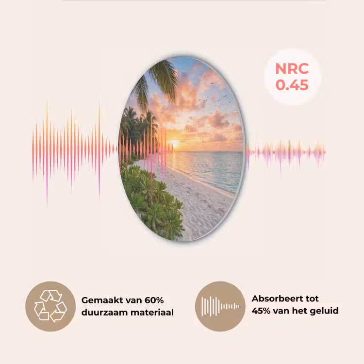 Strand - Zonsondergang - Palmbomen - Tropisch - Natuur Akoestische PET Vilt - Rond klein -USP_NL