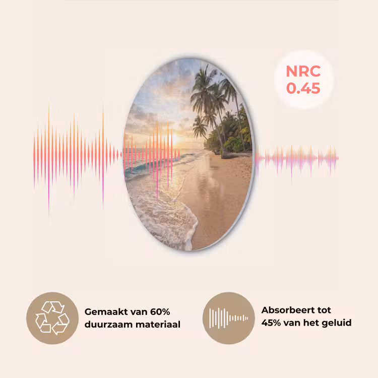 Strand - Zonsondergang - Tropisch - Natuur - Goud Akoestische PET Vilt - Rond klein -USP_NL