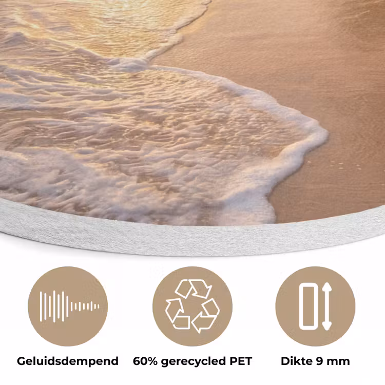 Strand - Zonsondergang - Tropisch - Natuur - Goud Akoestische PET Vilt - Rond klein -closeup_NL