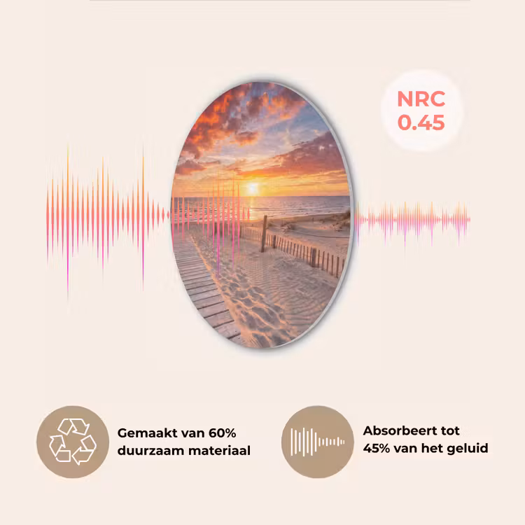 Strand - Zonsondergang - Zee - Natuur - Oranje Akoestische PET Vilt - Rond klein -USP_NL