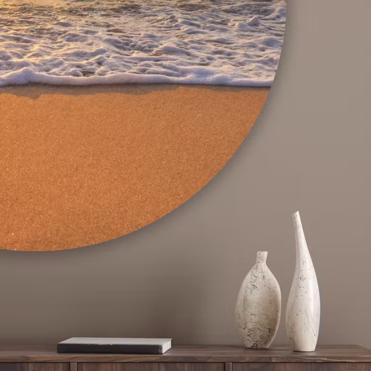 Strand - Zonsondergang - Zee - Wolken - Horizon Akoestische PET Vilt - Rond klein -sfeer5_closeup