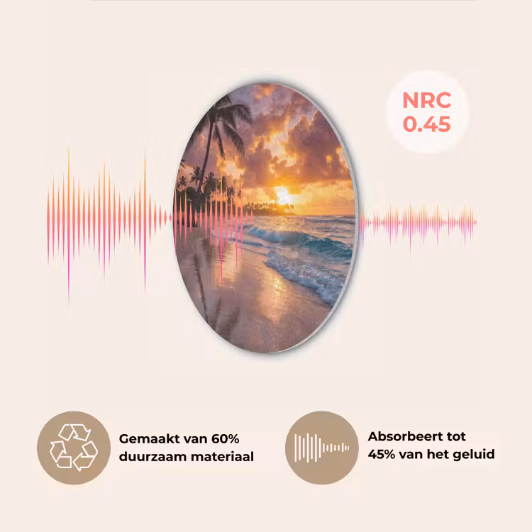Strand - Zonsopgang - Tropisch - Natuur - Oranje Akoestische PET Vilt - Rond klein -USP_NL