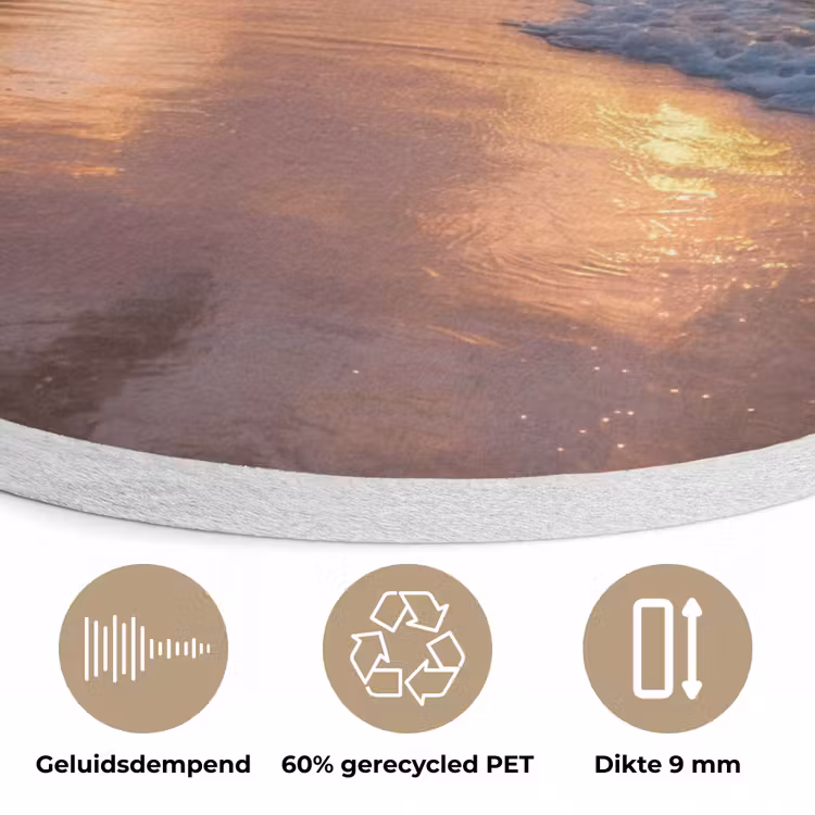 Strand - Zonsopgang - Tropisch - Natuur - Oranje Akoestische PET Vilt - Rond klein -closeup_NL