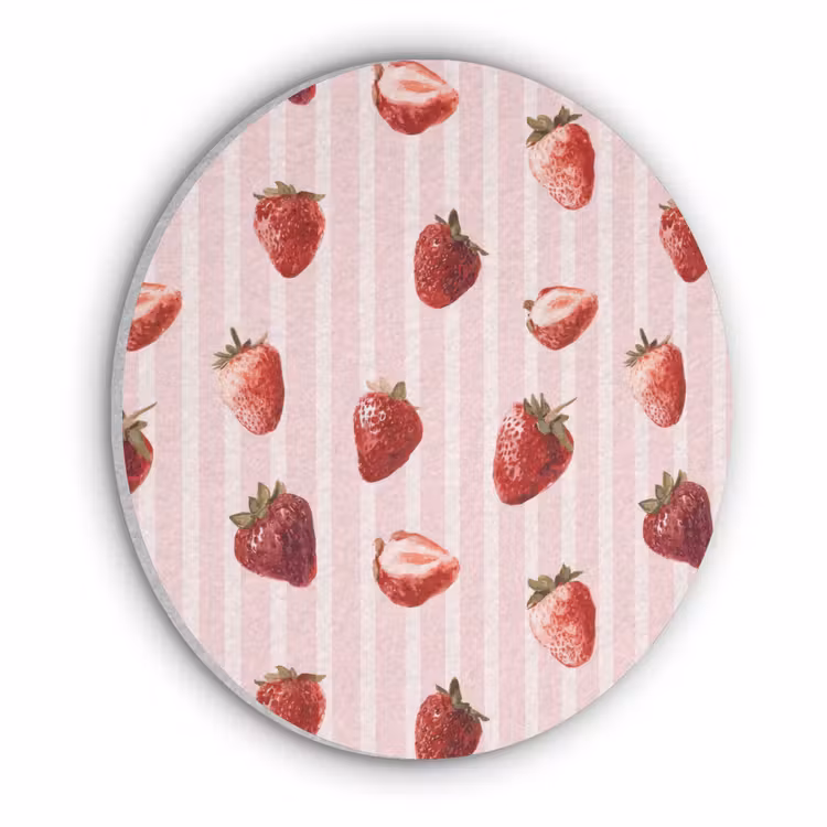 Strepen - Aardbei - Roze Akoestische PET Vilt - Rond klein 838 -3d