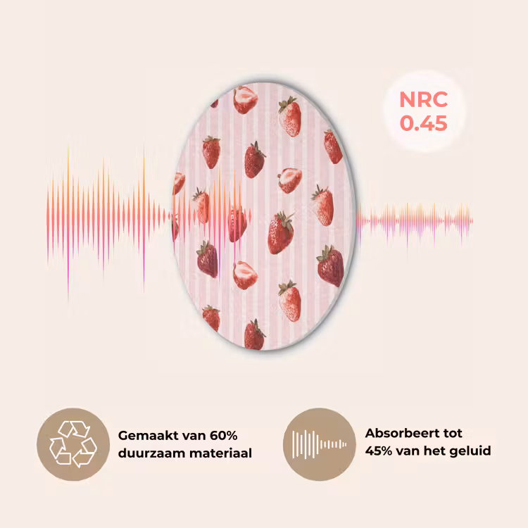 Strepen - Aardbei - Roze Akoestische PET Vilt - Rond klein 838 -USP_NL