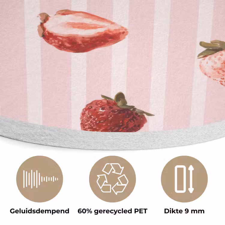 Strepen - Aardbei - Roze Akoestische PET Vilt - Rond klein 838 -closeup_NL