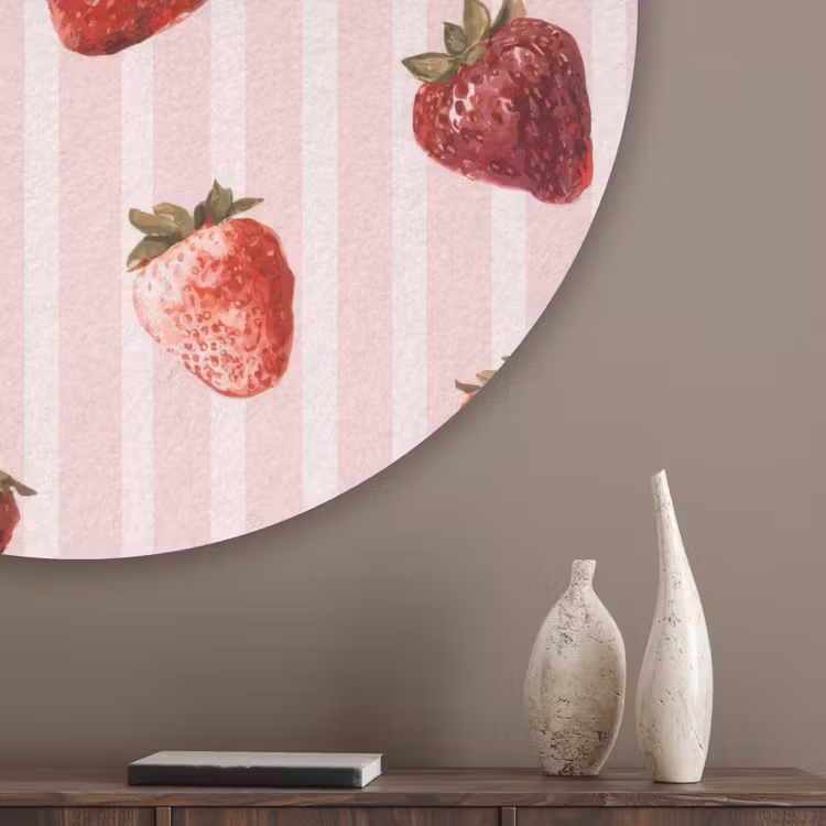 Strepen - Aardbei - Roze Akoestische PET Vilt - Rond klein 838 -sfeer5_closeup
