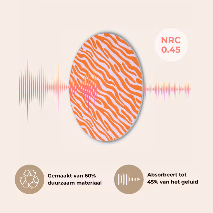 Strepen - Dynamisch - Oranje Akoestische PET Vilt - Rond klein 838 -USP_NL
