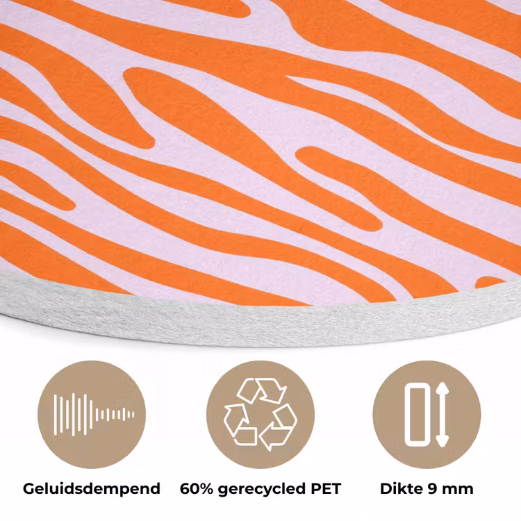 Strepen - Dynamisch - Oranje Akoestische PET Vilt - Rond klein 838 -closeup_NL
