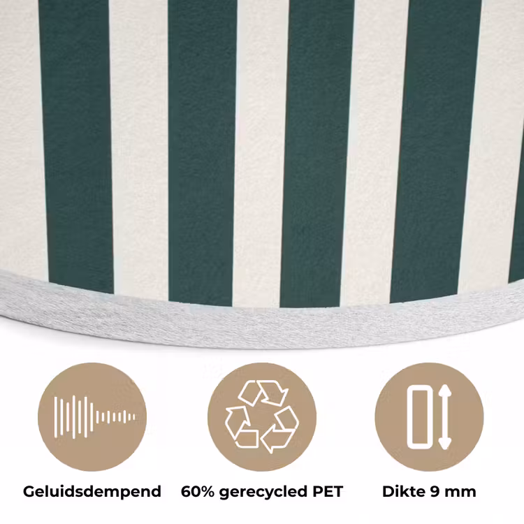 Strepen - Klassiek - Groen Akoestische PET Vilt - Rond klein 838 -closeup_NL