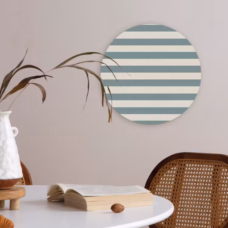 Strepen - Modern - Blauw Akoestische PET Vilt - Rond klein 838 -sfeer3
