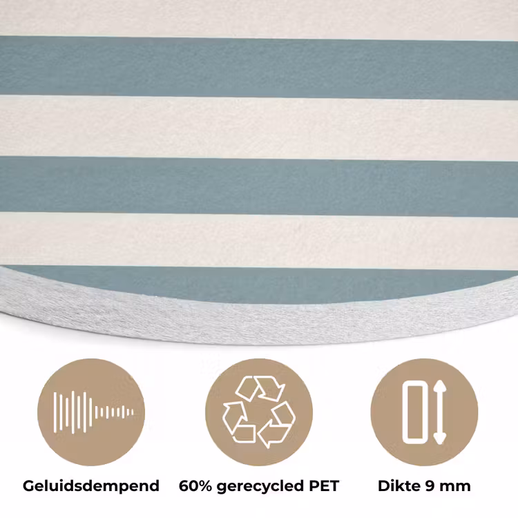 Strepen - Modern - Blauw Akoestische PET Vilt - Rond klein 838 -closeup_NL