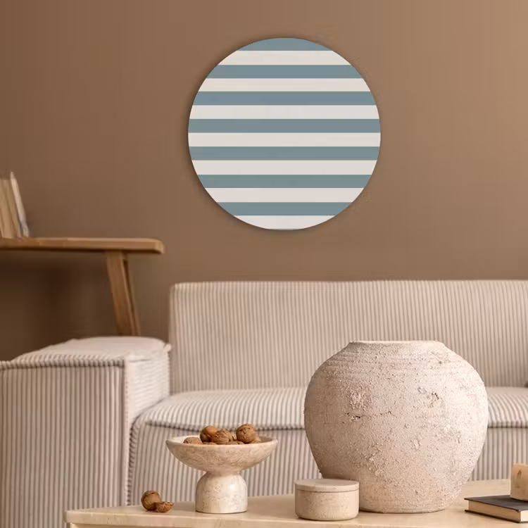 Strepen - Modern - Blauw Akoestische PET Vilt - Rond klein 838 -sfeer1
