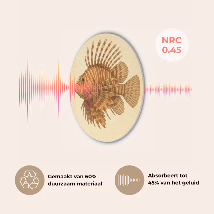 Strepen - Vis - Rond - Stekels Akoestische PET Vilt - Rond klein -USP_NL
