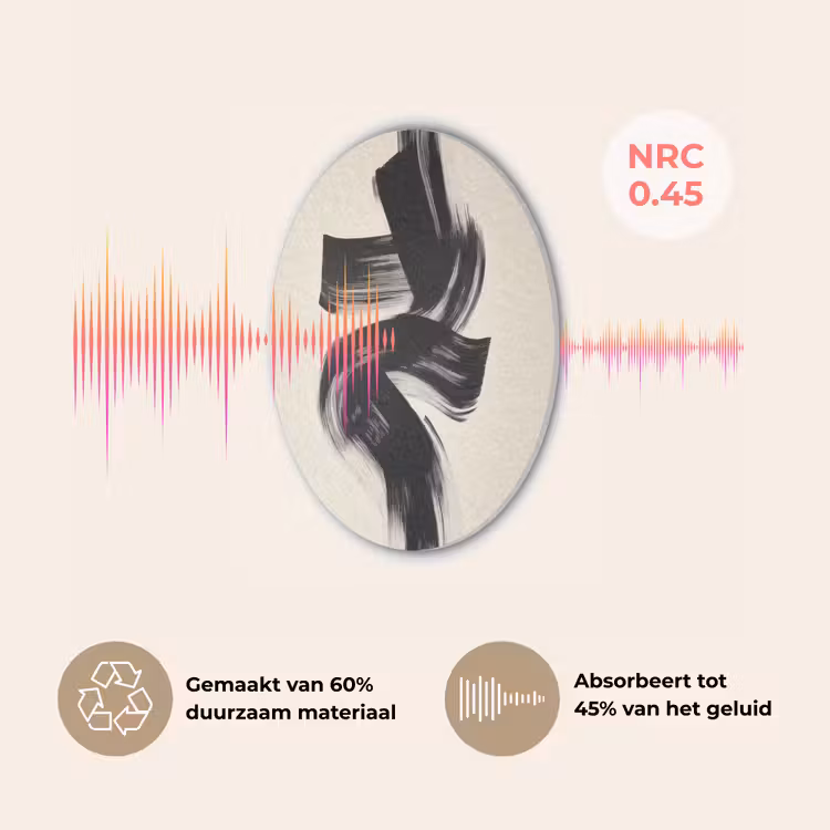 Strepen - Zwart - Abstract Akoestische PET Vilt - Rond klein -USP_NL