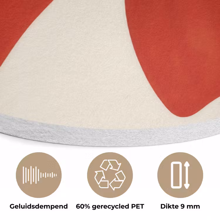 Strik - Symmetrisch - Rood - Lint Akoestische PET Vilt - Rond klein -closeup_NL