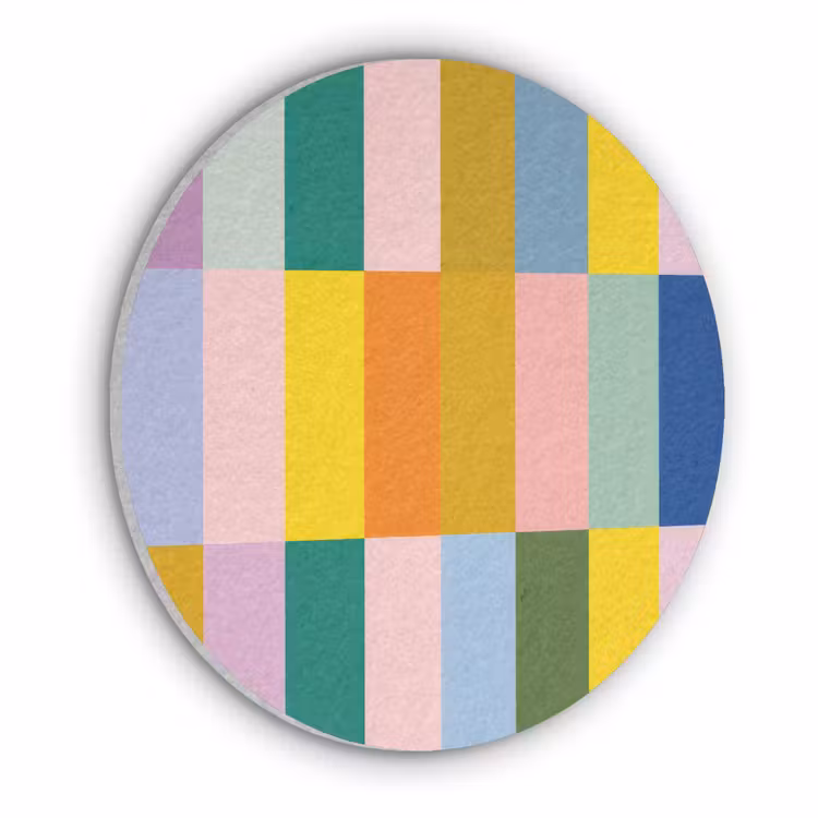Stroken - Blauw - Patroon - Abstract Akoestische PET Vilt - Rond klein -3d