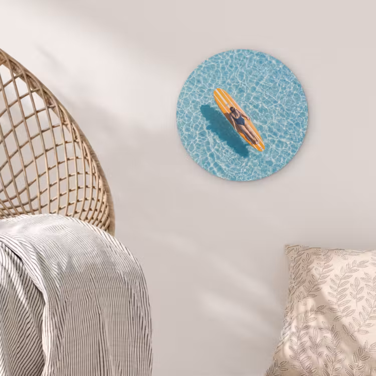 Surfboard - Water - Badpak - Oranje Akoestische PET Vilt - Rond klein -sfeer4
