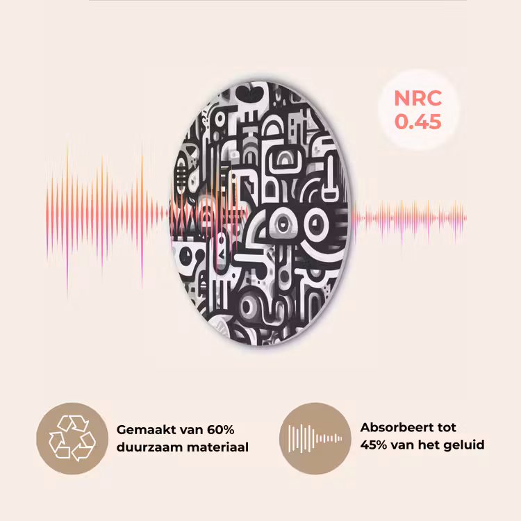 Symbolen - Abstract - Grafisch - Zwart Akoestische PET Vilt - Rond klein -USP_NL