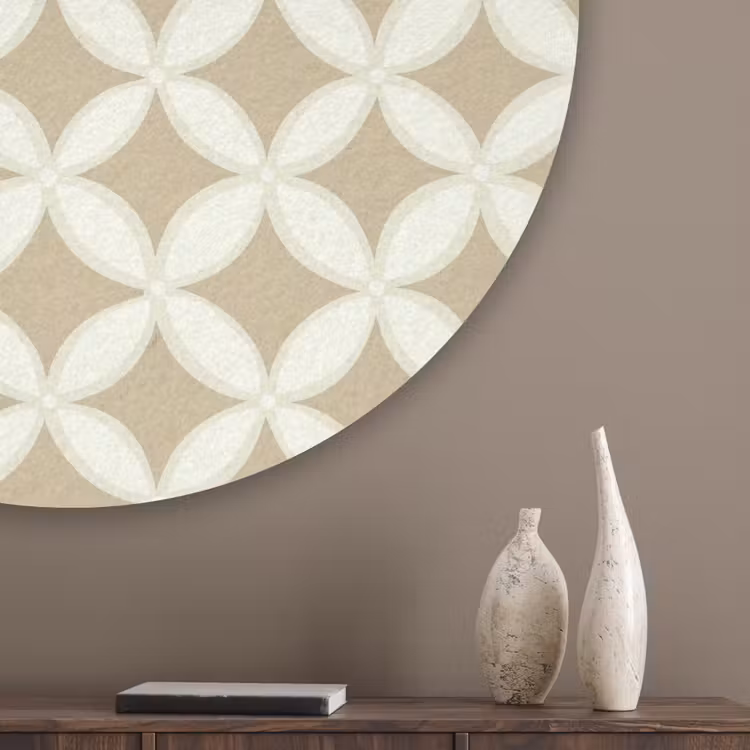 Symmetrisch - Motief - Beige Akoestische PET Vilt - Rond klein 838 -sfeer5_closeup