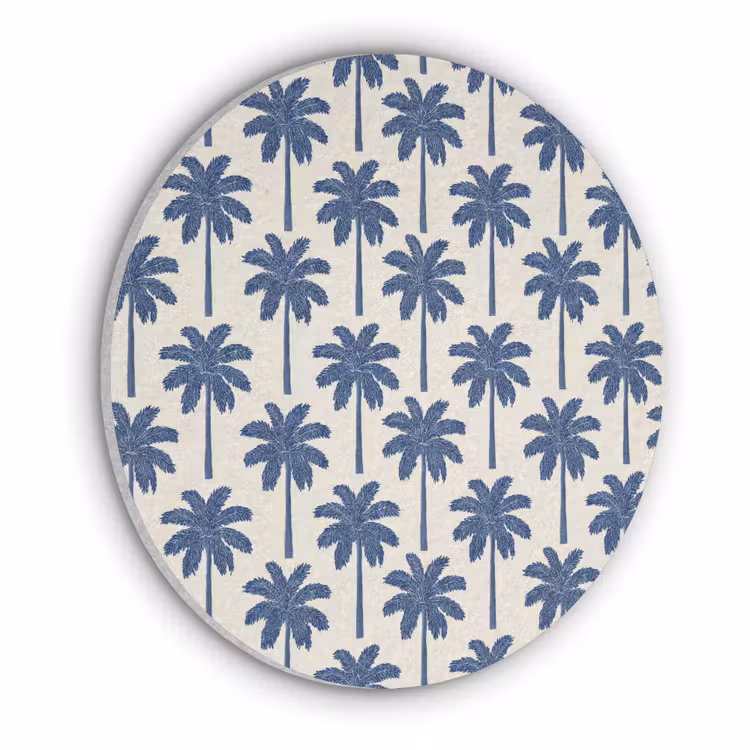 Symmetrisch - Palm - Blauw Akoestische PET Vilt - Rond klein 838 -3d