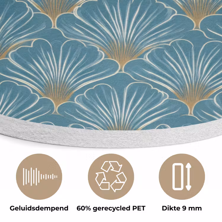 Symmetrisch - Patroon - Blauw Akoestische PET Vilt - Rond klein 838 -closeup_NL