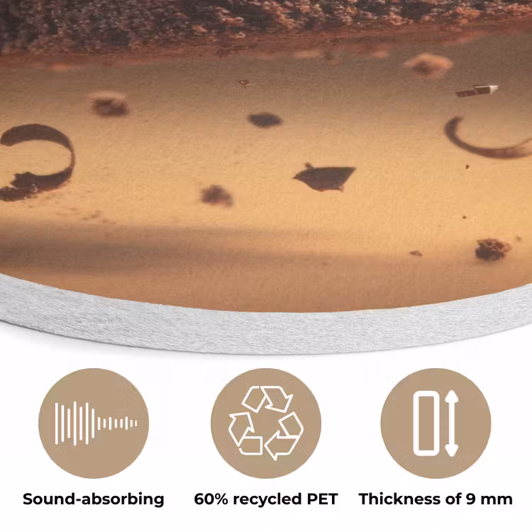 Taart - Chocolade - Eten - Brownie Akoestische PET Vilt - Rond klein -closeup_NL