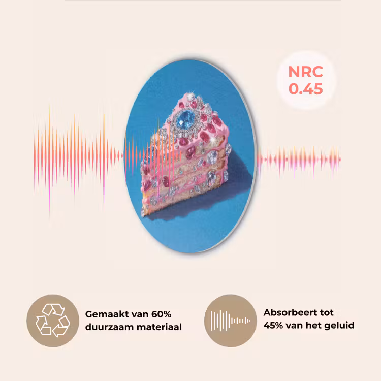 Taart - Edelstenen - Glitters - Roze Akoestische PET Vilt - Rond klein -USP_NL