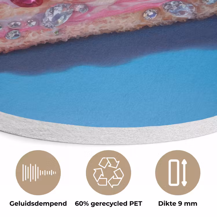 Taart - Edelstenen - Glitters - Roze Akoestische PET Vilt - Rond klein -closeup_NL