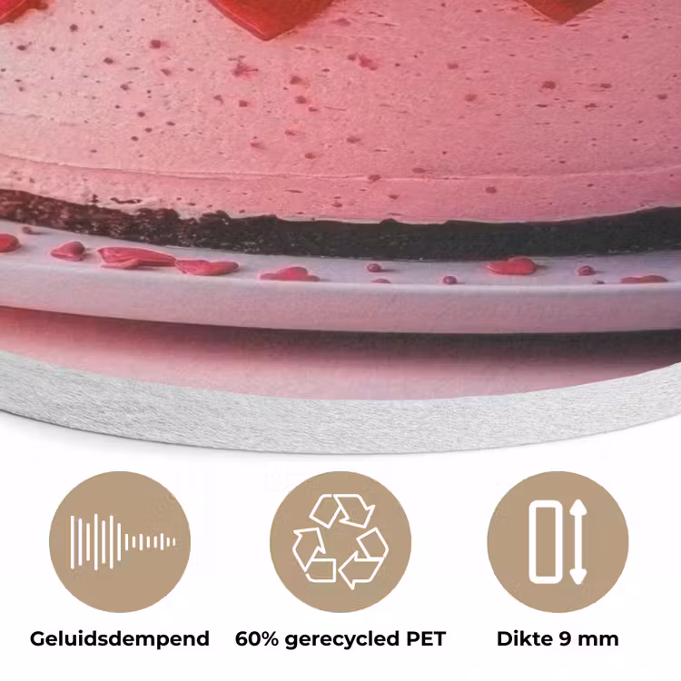 Taart - Hart - Roze Akoestische PET Vilt - Rond klein -closeup_NL