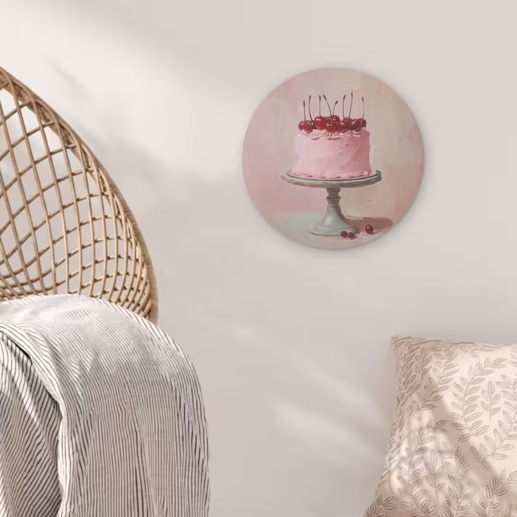 Taart - Pink - Cherry Akoestische PET Vilt - Rond klein -sfeer4