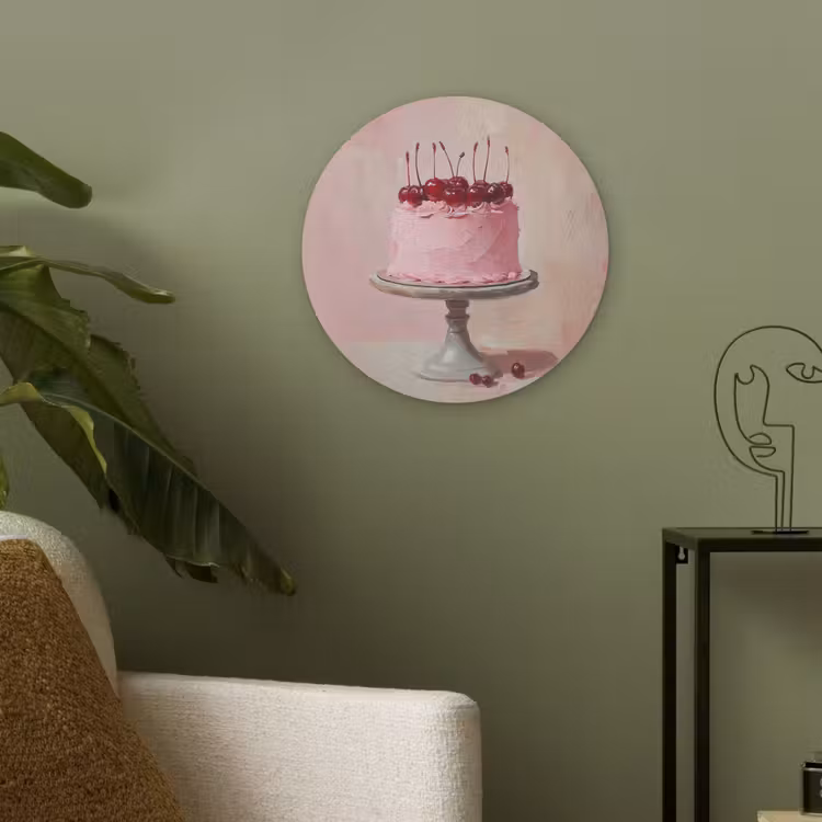 Taart - Pink - Cherry Akoestische PET Vilt - Rond klein -sfeer2