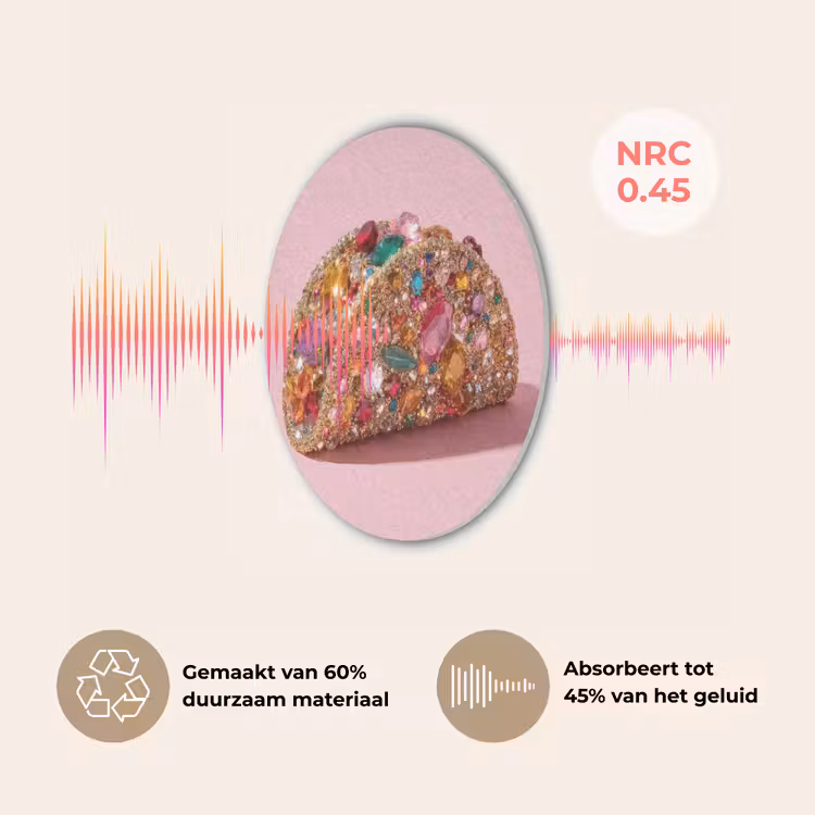 Taco - Kleurrijk - Edelstenen - Goud Akoestische PET Vilt - Rond klein -USP_NL