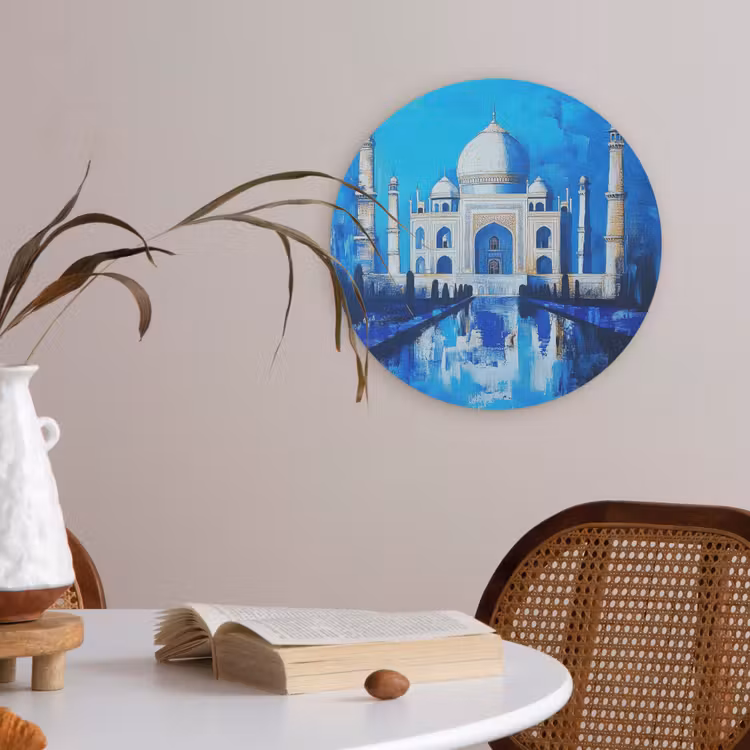 Taj Mahal - Ramadan - Blauw - Islamitische Akoestische PET Vilt - Rond klein -sfeer3