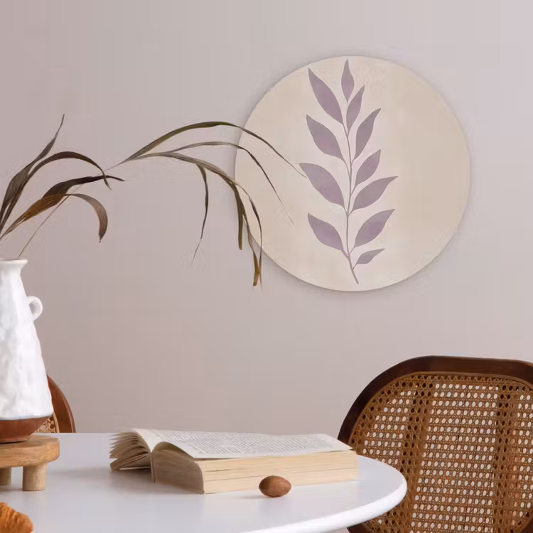 Tak - Bladeren - Minimalistisch - Beige Akoestische PET Vilt - Rond klein -sfeer3