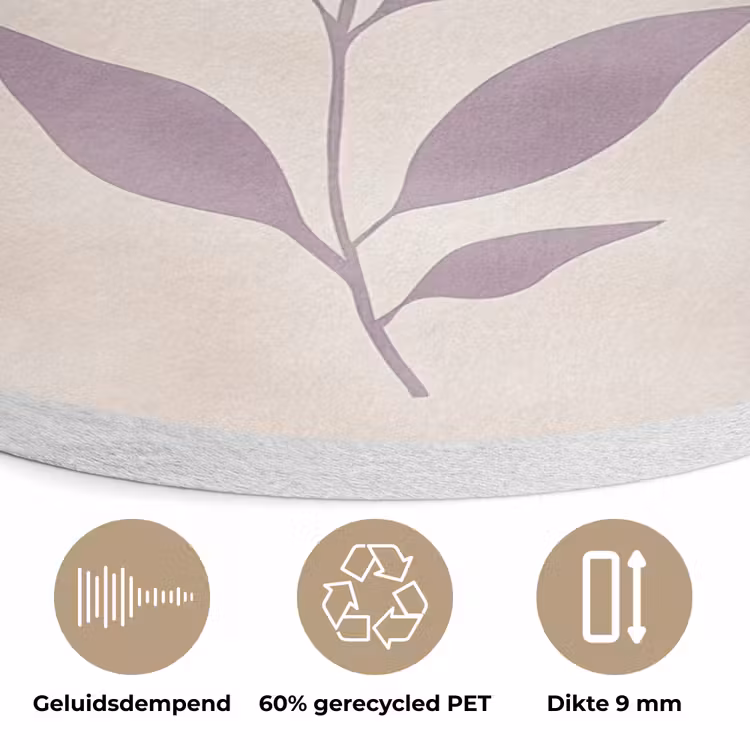 Tak - Bladeren - Minimalistisch - Beige Akoestische PET Vilt - Rond klein -closeup_NL