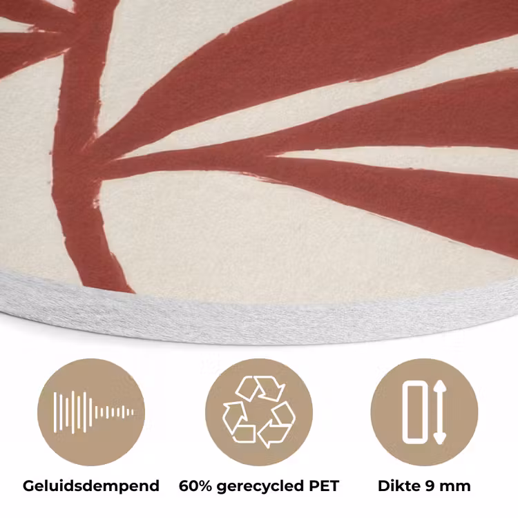 Tak - Bladeren - Rood Akoestische PET Vilt - Rond klein -closeup_NL
