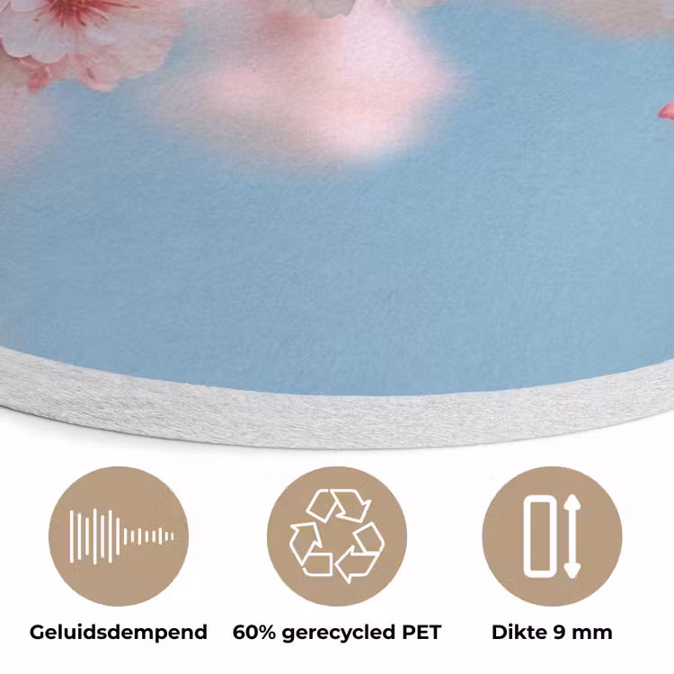 Takken - Bloesems - Roze Akoestische PET Vilt - Rond klein -closeup_NL