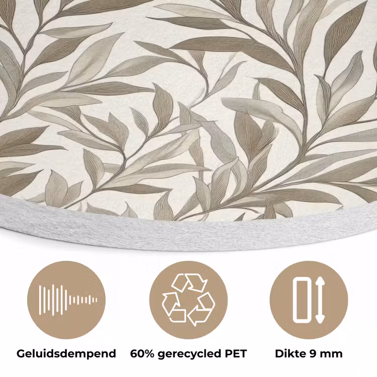 Takken - Botanisch - Taupe Akoestische PET Vilt - Rond klein 838 -closeup_NL