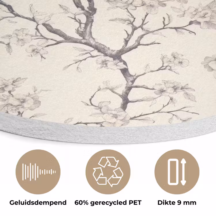 Takken - Vogels - Beige Akoestische PET Vilt - Rond klein 838 -closeup_NL