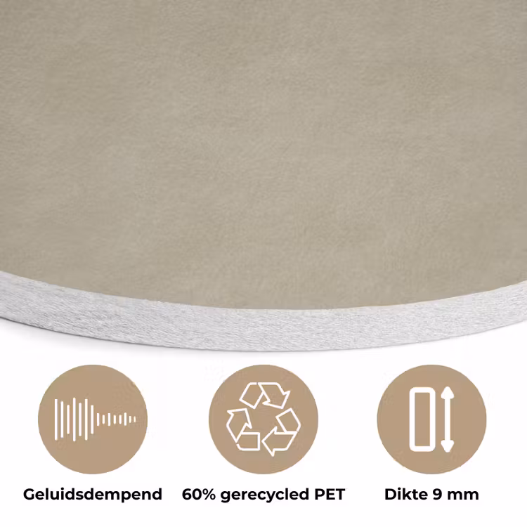 Taupekleur - Gewolkt textuur - Natuurlijk Akoestische PET Vilt - Rond klein 838 -closeup_NL