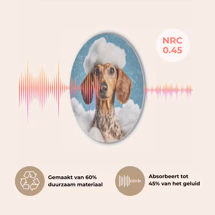 Teckel - Bad - Schuim - Waterdruppels Akoestische PET Vilt - Rond klein -USP_NL