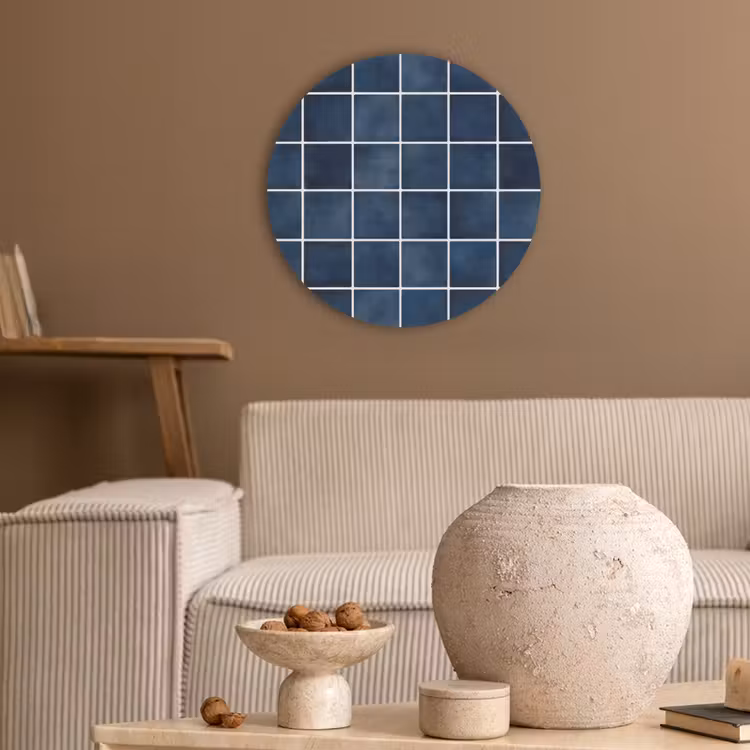 Tegel - Modern - Blauw Akoestische PET Vilt - Rond klein 838 -sfeer1