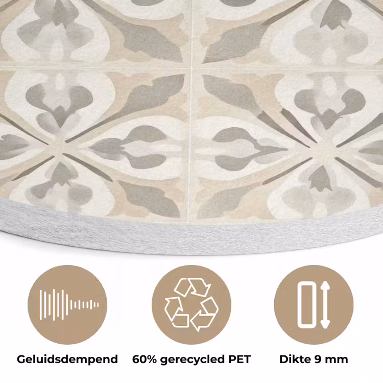 Tegel - Motief - Beige Akoestische PET Vilt - Rond klein 838 -closeup_NL