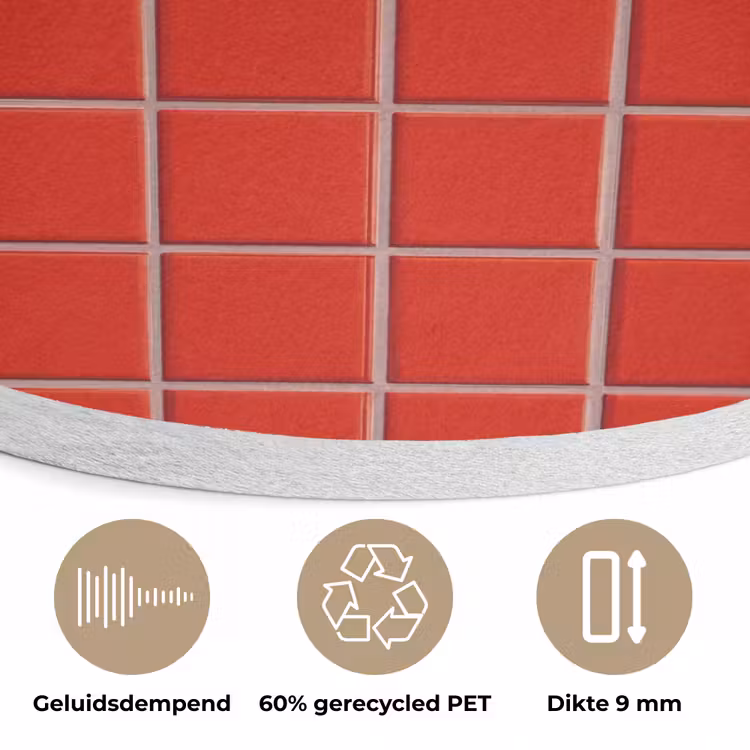 Tegel - Patroon - Kersen - Rood Akoestische PET Vilt - Rond klein 838 -closeup_NL